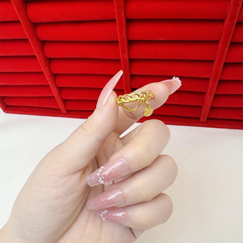 Изысканное открытое кольцо цвета песка и золота для женщин: Высококачественный нишевый дизайн, легкий роскошный стиль, стойкий цвет, имитация золота.