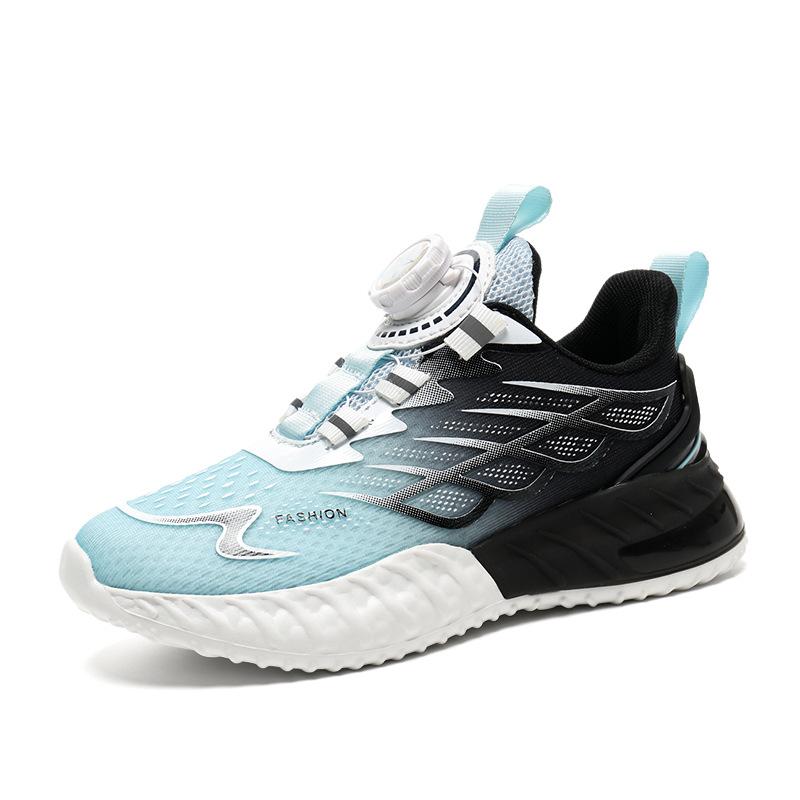 Children's and Boys' Sports Shoes 2025 New Mesh Non-slip Rotary Buckle Running Shoes Medium and Older Children's Casual Sports Shoes Tide
