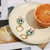 Серьги из сине-белого фарфора с эффектом капающего масла Золотые серьги-кольца из нержавеющей стали Для женщин