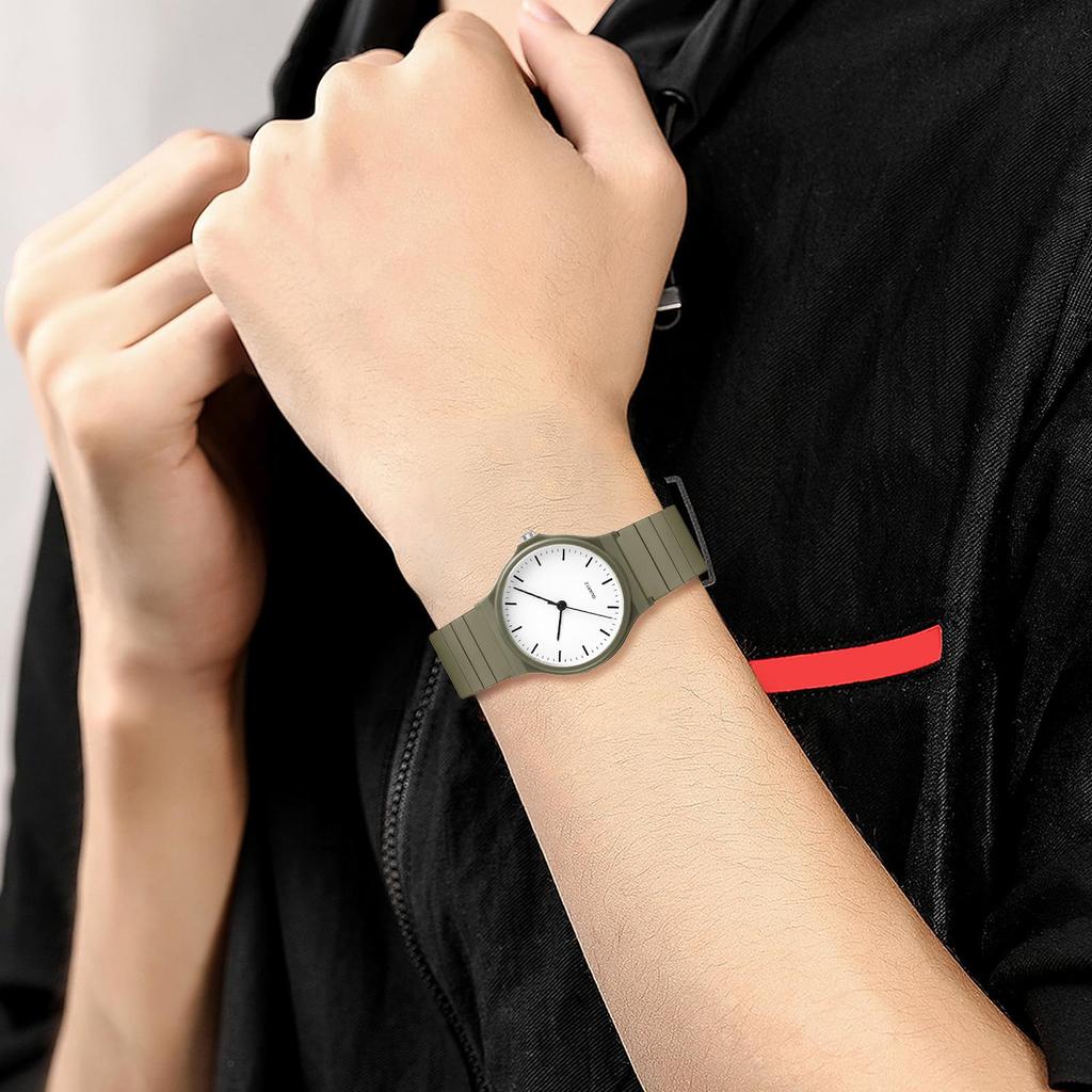 Watch Silicone Analog Display Cute Simple Stylish Rubber Watch Quartz Clock Commuting To Work or School Girls Boys Men Women Fashion Accessories