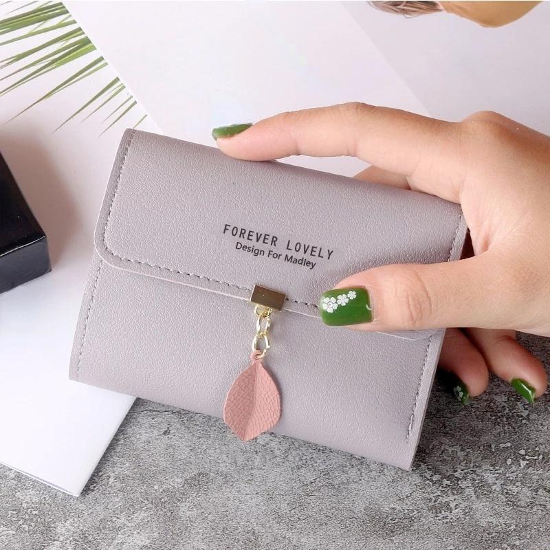 Маленький свежий лист тройная пряжка кошелек для монет кулон тонкий кошелек держатель для карт маленький свежий студенческий пряжка держатель для монет