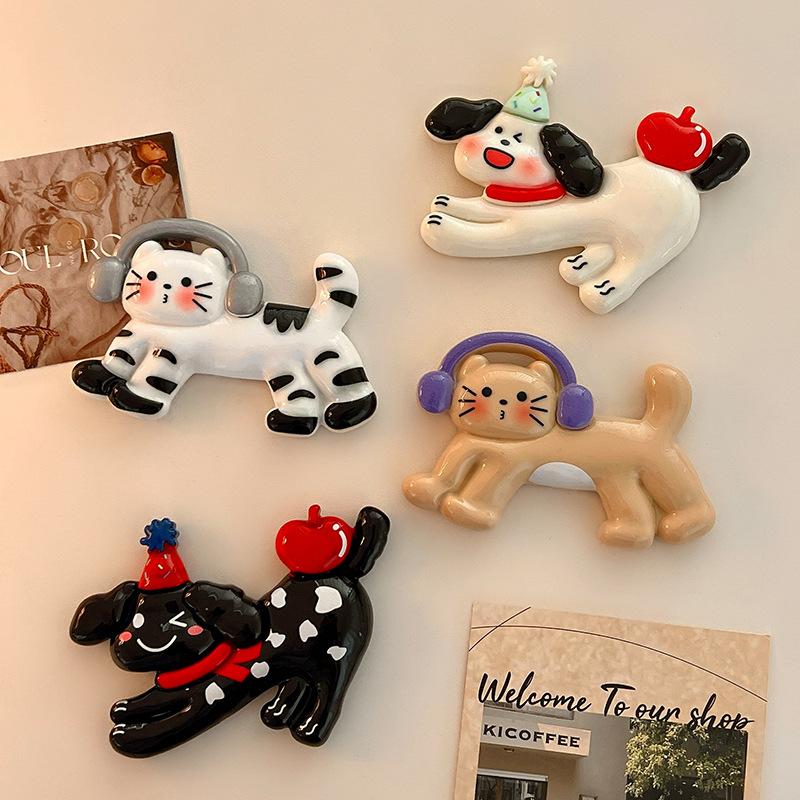 1 шт. Мультяшный полимерный кот Магниты на холодильник Креативная наклейка на холодильник Персонализированные мини-магнитные наклейки По стена
