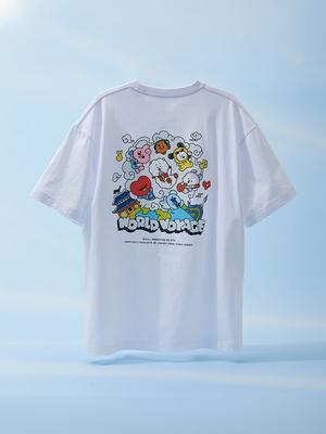BT21 WORLD VOYAGE Футболка с коротким рукавом – Белый