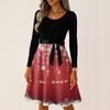 Women's Casual Fashion Long Sleeve Christmas Graphic Printed Vintage Long Dresses