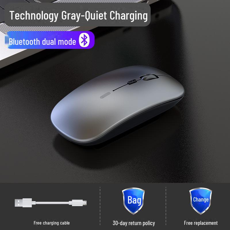 Бесшумная двухрежимная беспроводная Bluetooth-мышь — с возможностью подзарядки для использования дома и в офисе