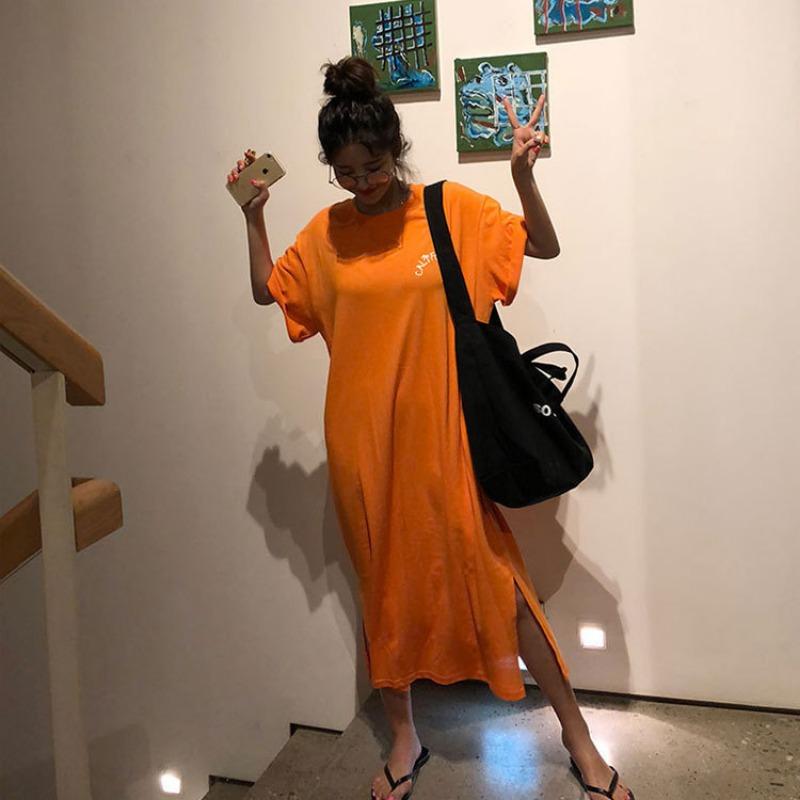 YYFS Женская мода лето весна 1/2 рукава О-образный вырез свободная талия повседневные платья