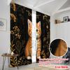 2pcs 2D Flat Printing Drapes Orange Tabby Kitten Floral Polyester Without Electricity Party Decorations Use for Decorations