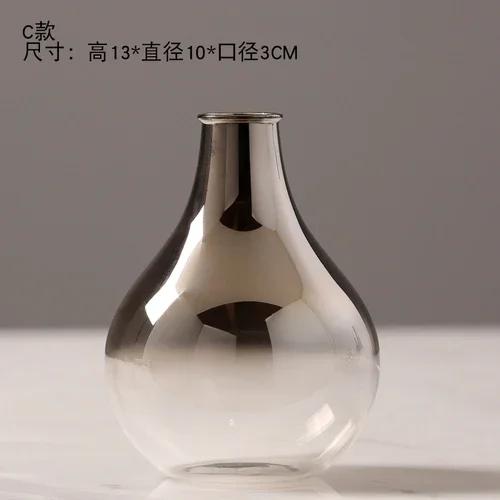 Новый бренд Nordic Flower Glass Vase Creative Silver Gradient Dryed Insert Desktop Terrarium Jewelry Decoration Plant Holder