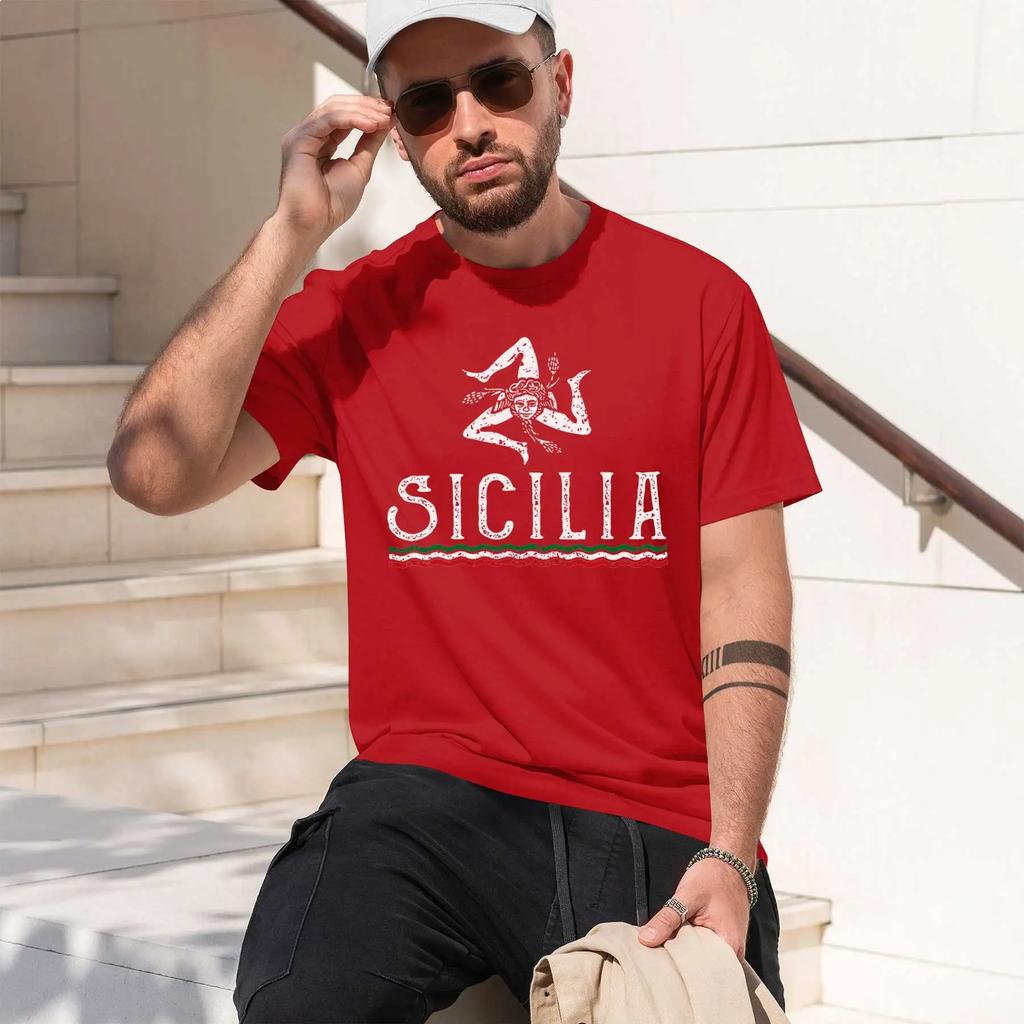 SICILIA 2026 fashion heavyweight hot selling retro printed pattern fun round neck T-shirt for daily comfort