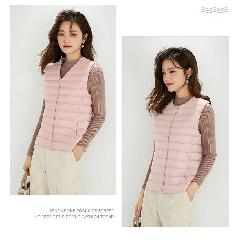Women Sleeveless Puffer Vest Women's Ultra Light Down Vest Women Two Ways Waistcoat Portable Warm Sleeveless Winter Liner Plus Size