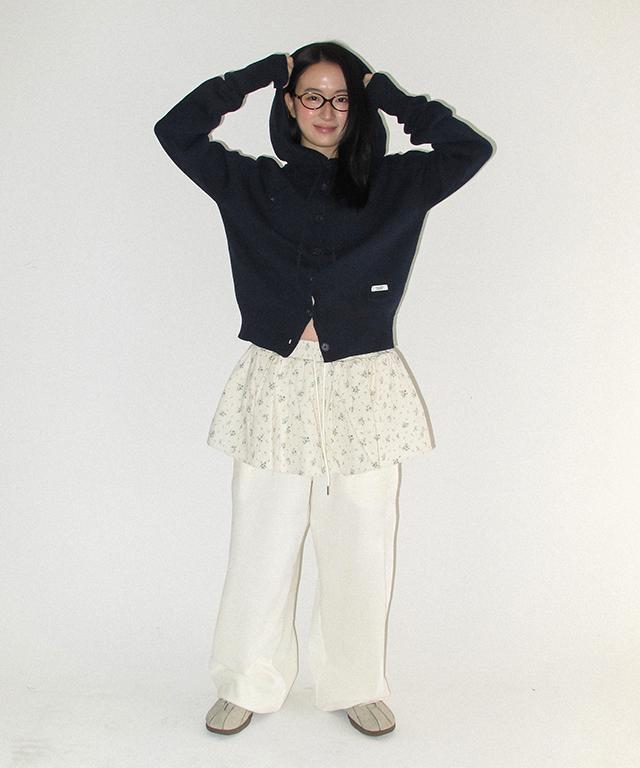 RONRON Layered Skirt Training Pants Ivory Flower
