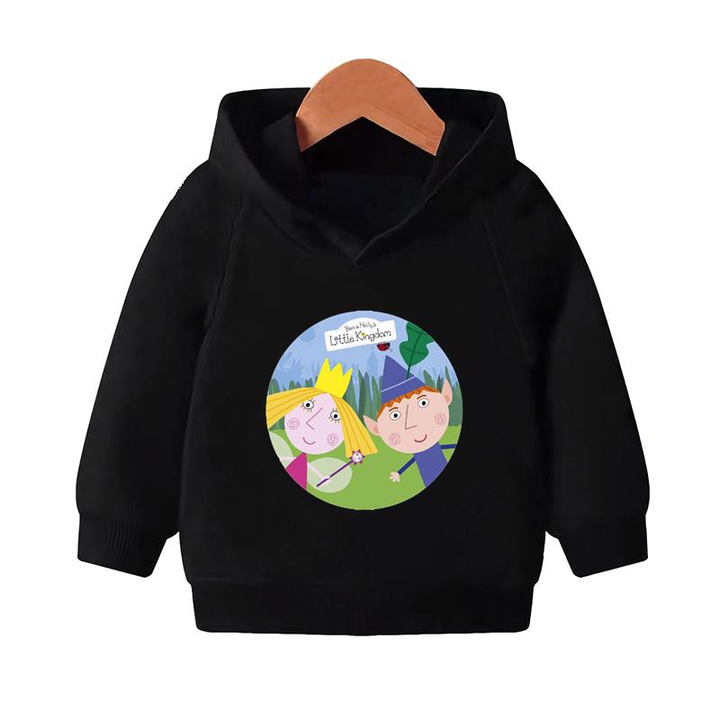 Ben and Holly Kingdom Cartoon Kids Hooded Hoodies Cute Girls Clothes Children Sweatshirts Autumn Baby Pullover Tops
