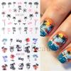 Nail Art Stickers, Summer Island Sunset Coconut Tree Plant Leaves Watermark Nail Stickers