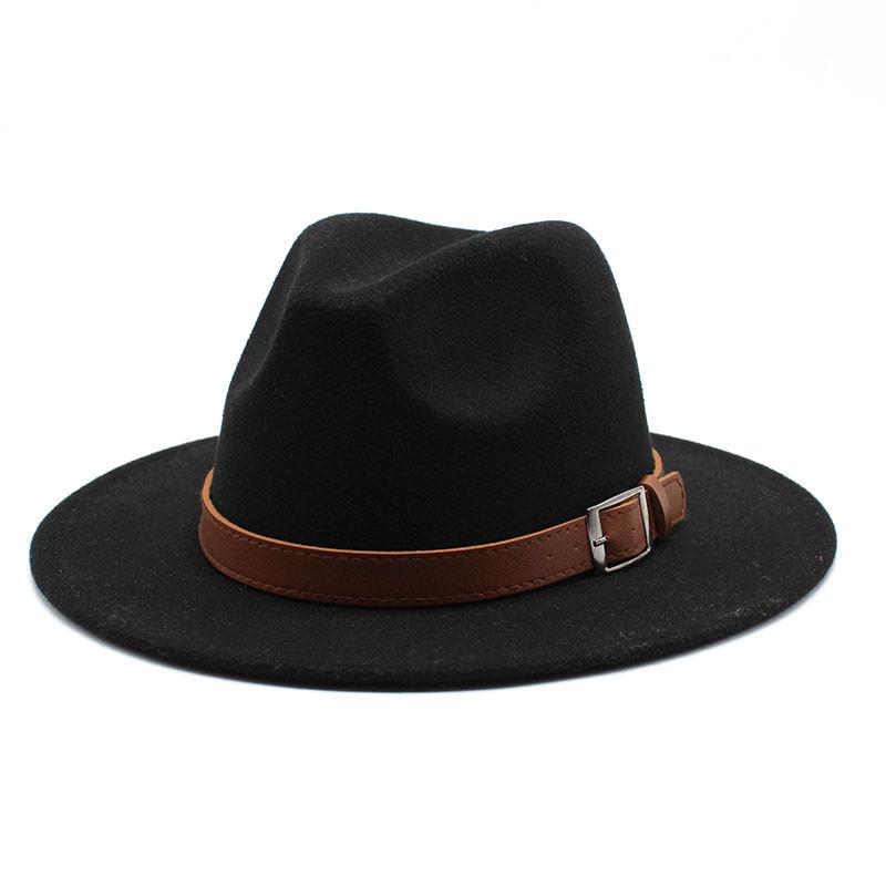 Шерстяная шляпа-цилиндр в стиле джаз, британская шляпа с большими полями, модная мужская и женская шляпа с плоскими полями, фетровая шляпа