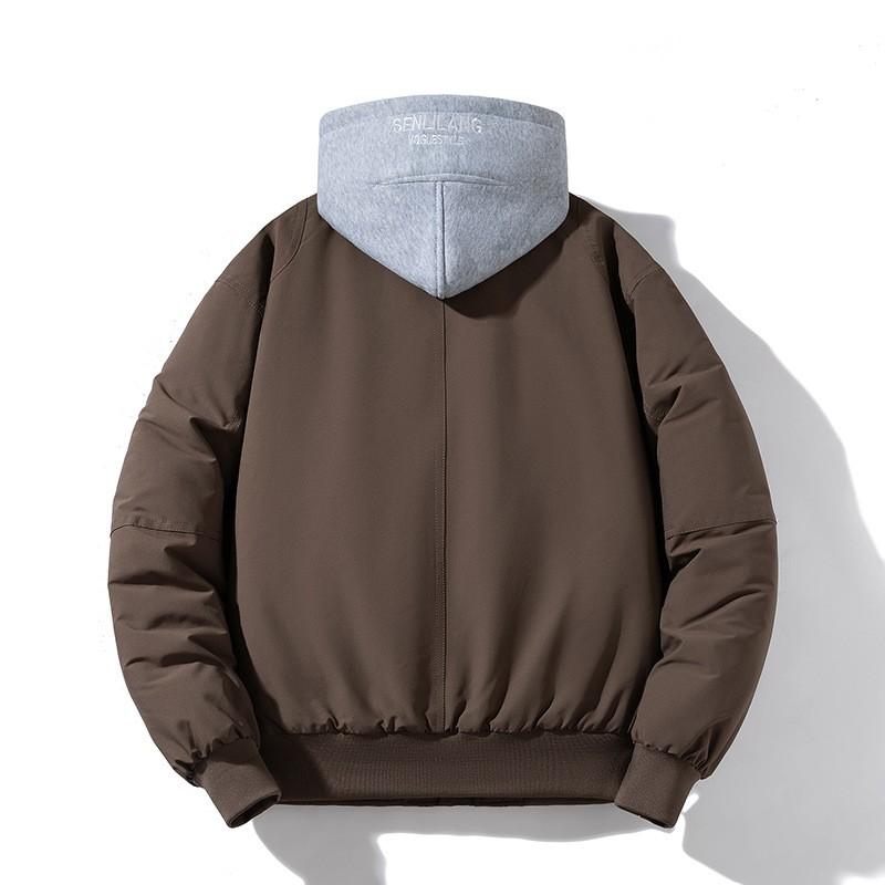 Mens Oversized Casual Winter Bomber Jacket Warm Thickened Cotton-Padded Outerwear Daily Wear