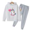 Newest Style Children's Cute Unicorn Printed 2D Hoodie 2024 Spring Autumn Oversized Loose Sets Long Sleeve Casual Hooded Clothes