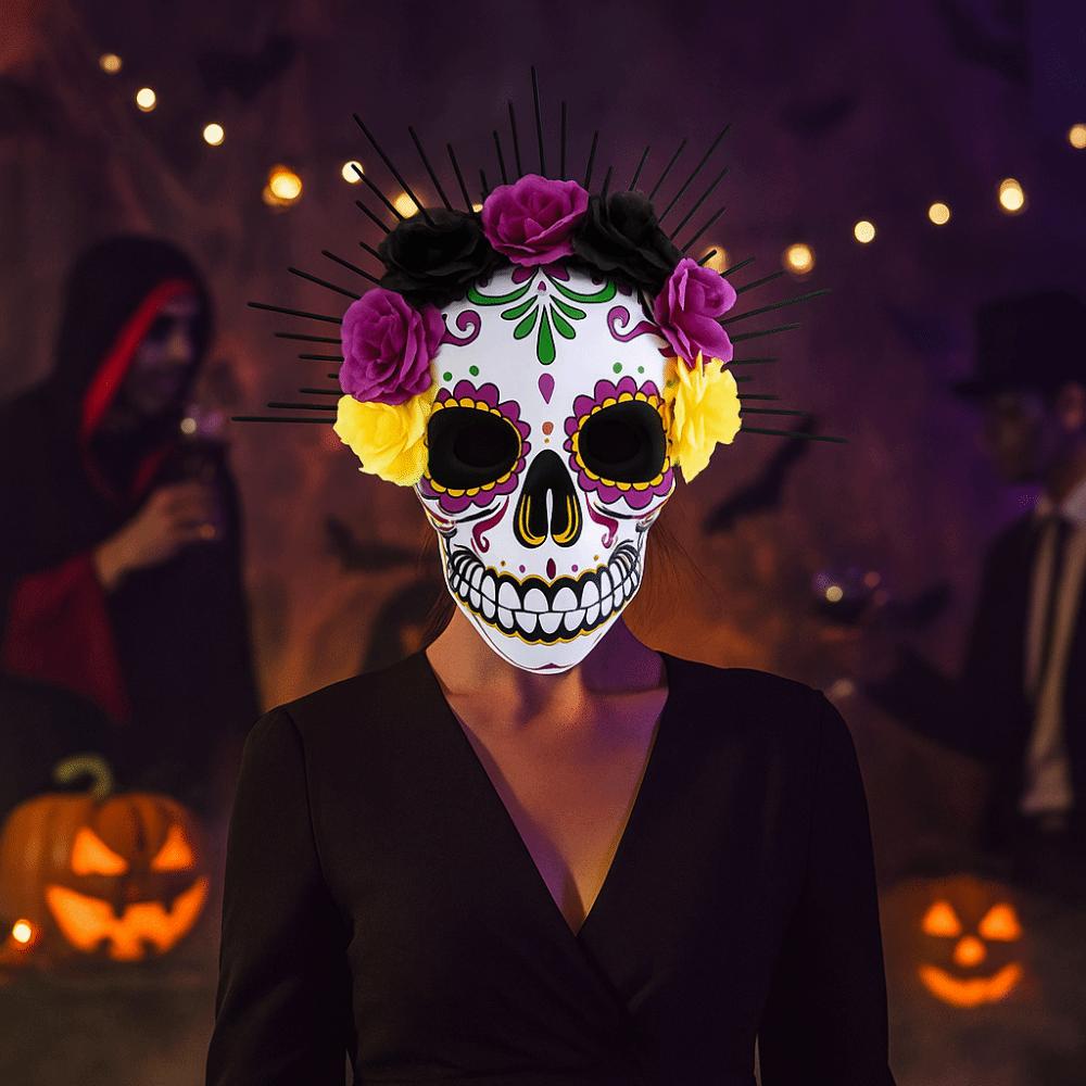 Full Mask Mexican Day of The Dead Mask Halloween Skull Mask Fancy Halloween Party Mask  Christmas