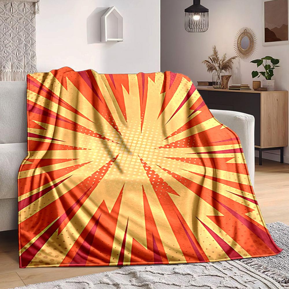 1pc Sunburst Vibrant Lightweight Flannel Blanket, Comfortable and Warm Blanket, for Office and Camping Sofa Bed, Livingroom159