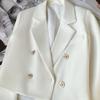 Double-breasted White Blazer Female Slim Spring Solid Color Temperament Long-sleeved Short Suit