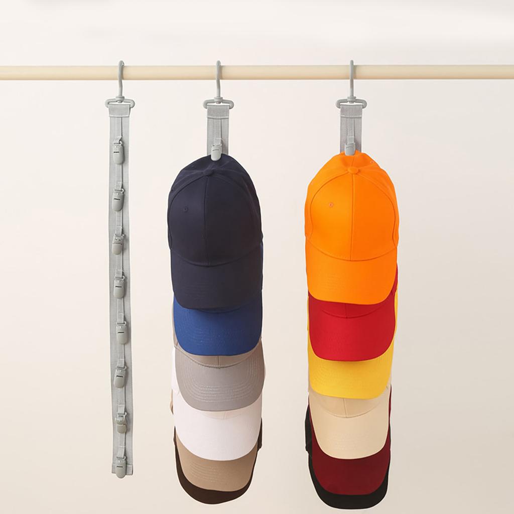Baseball Cap Storage Rack With 8 Clips Holder Multi-Functional Cap Organizer Collection Hooks Storage Device Door Closet Hanger