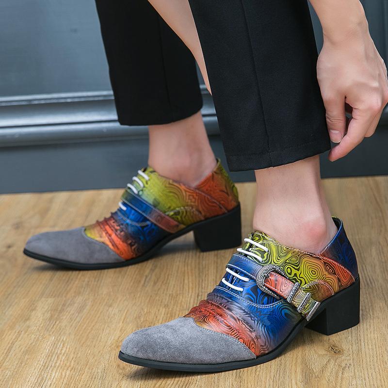 Новая стильная обувь для мужчин, туфли на высоком каблуке, мужские кожаные туфли на платформе в британском стиле, мужские туфли яппи