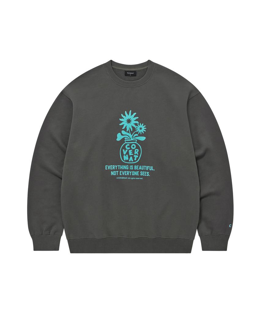 COVERNAT Flower Graphic Sweatshirt Charcoal