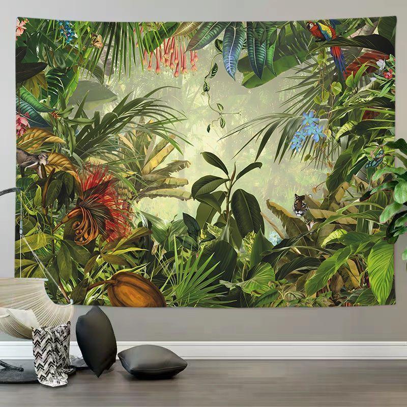 Tropical Plant Wall Tapestry, Jungle Palm Leaf Wall Hanging, Botanical Aesthetic Wall Decor for Bedroom Living Room Home
