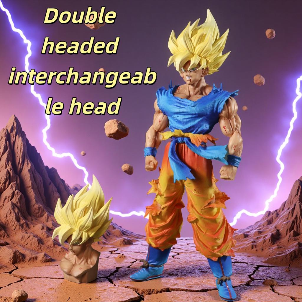 Interchangeable Head 27cm Drogan Boll Z Figure Gocool Anime Figures First Super Saiyan Gokou Pvc Model Toys Doll Gifts