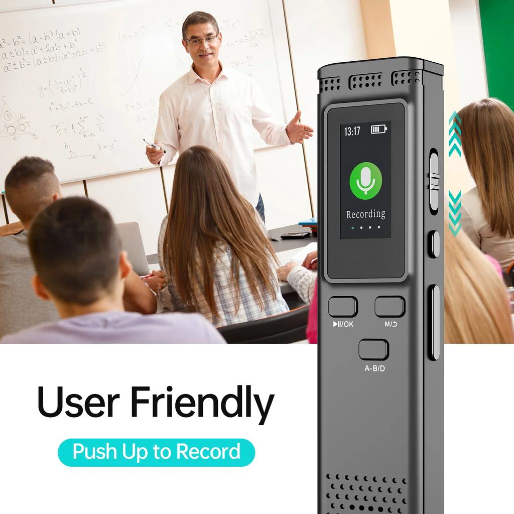 Цифровой диктофон с шумоподавлением, активацией голосом, воспроизведением MP3 (64 ГБ/16 ГБ/8 ГБ)
