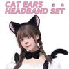 1 комплект, набор перчаток для кошек с галстуком-бабочкой на хвосте и регулируемой повязкой на голову, мягкий плюш, реквизит для выступлений на Хэллоуин, аксессуары для фотосессий, комиксов