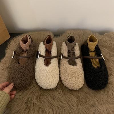 Модные Новые Женские Дизайнерские Винтажные Женские Теплые Меховые Балетки Модные Неглубокие Туфли-Лоферы с Пряжкой на Ремне Весна Осень Женские Удобные Туфли