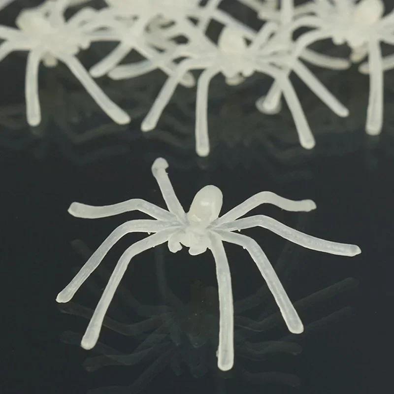 10Pcs Party DIY Decoration Halloween Luminous Rubber Fake Spider Plastic Figure Prank Funny Toy Home Party Decoration Gift