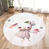 Pink Circular Carpet Cartoon Rabbit Pattern Rug Little Girl Bedroom Anti Slip Dirt Resistant Floor Mat Home Decoration