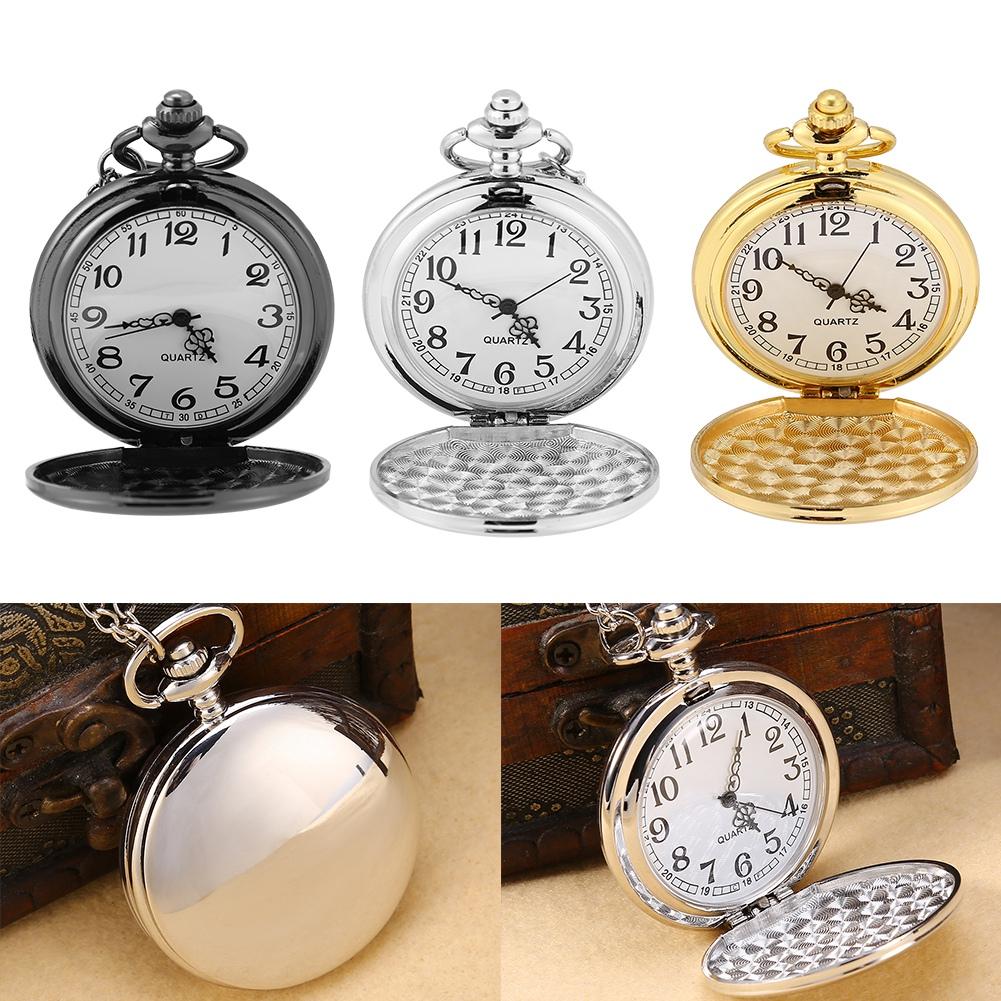 Кварцевые  Часы  Часы 3 Цвета Классические Кварцевые Аналоговые Гладкие Часы Кулон-Ожерелье с Цепочкой