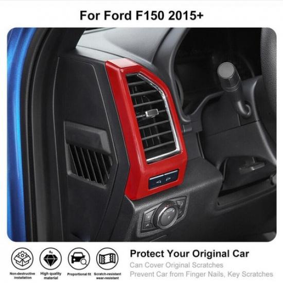 For 15-20 Ford F150 ABS Red Interior Dash Side Air Vent Outlet Cover Trim Frame