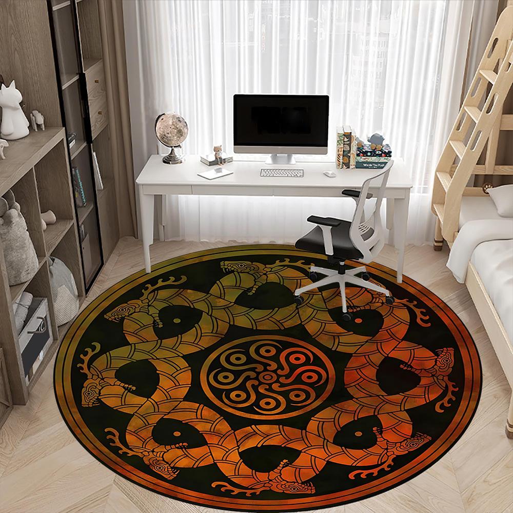 1 шт. Круглый ковер Serpent Mandala для офиса, под офисные стулья, в спальню, гостиную, декор для дома, декор комнаты, доступен в различных размерах