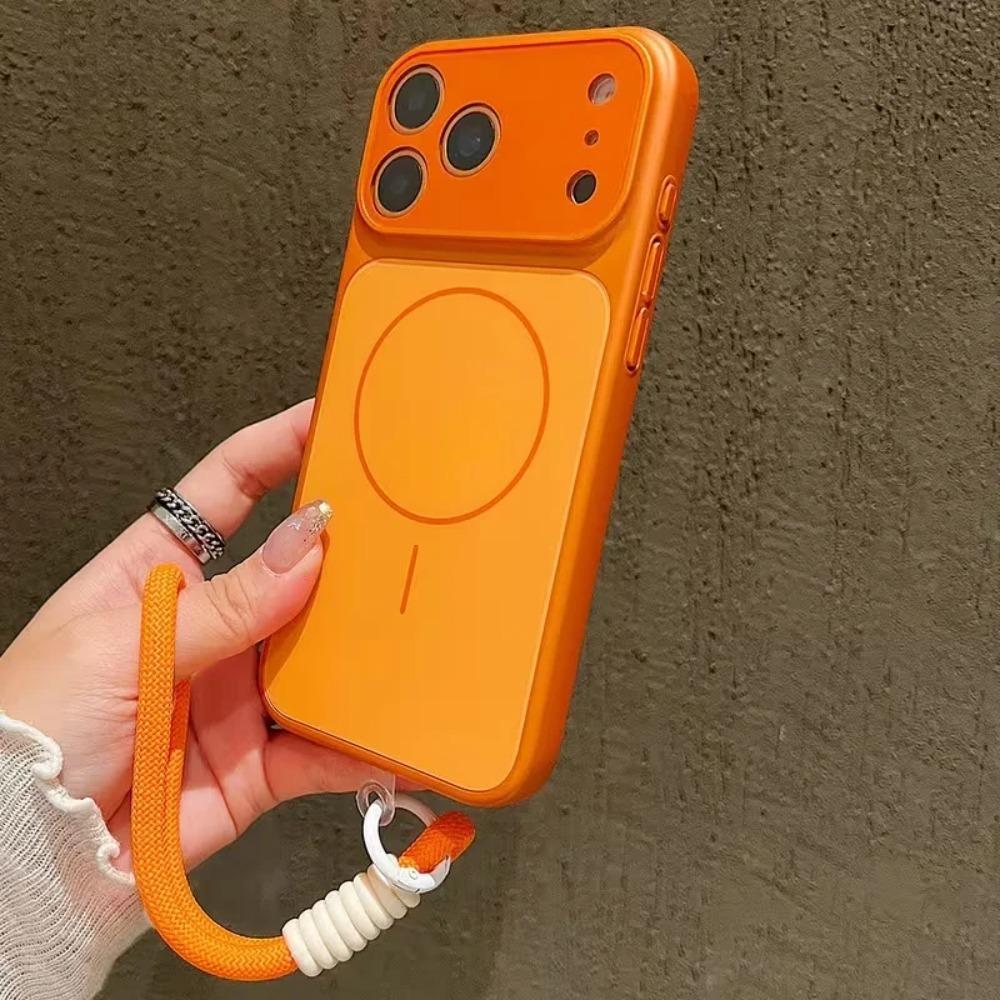 Матовый ударопрочный магнитный жесткий ПК чехол для телефона IPhone 18 17 16 15 14 13 Pro Max Защита объектива камеры от царапин с ремешком на запястье