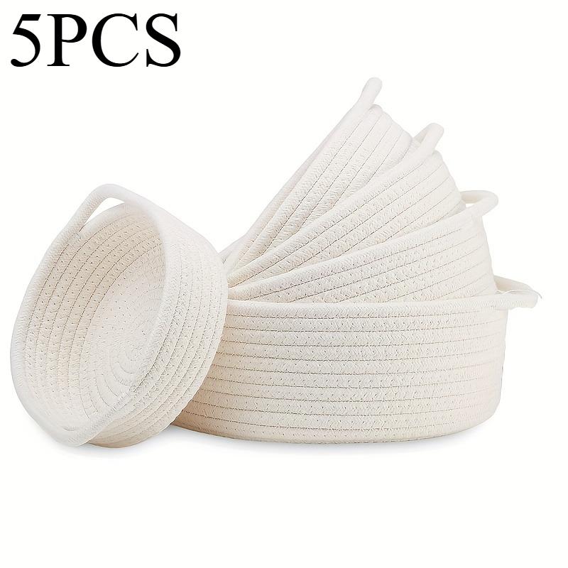 5pcs Set of Circular Small Baskets,hand Woven Baskets,toy Storage Baskets, Fruits,remote Controls,bathroom,table, Key Baskets
