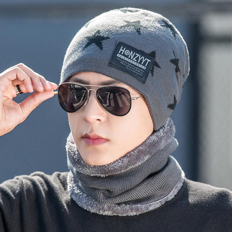 Мужская и женская шапка-бини + шарф, комплект, шейный платок, зимняя теплая флисовая вязаная лыжная шапка