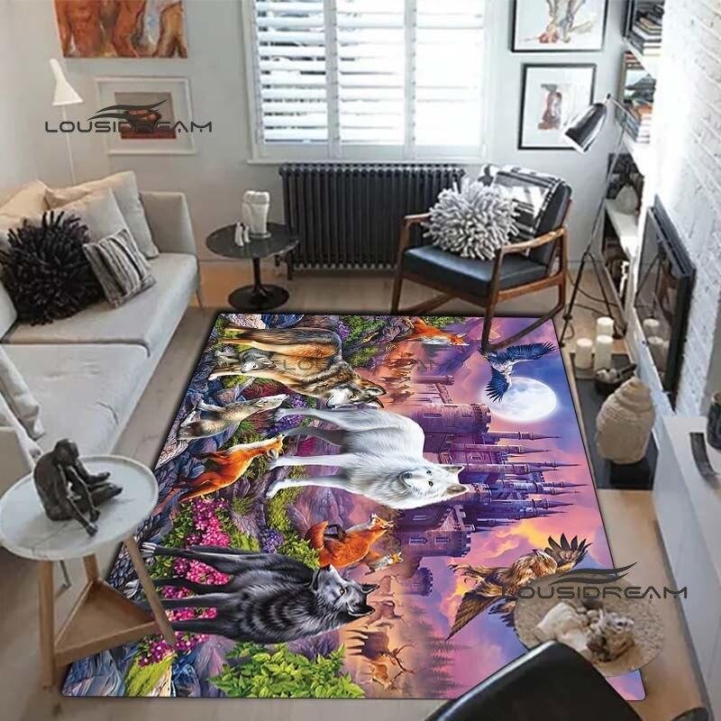 Волк искусство ковры и ковер 3D печать ковер с изображением животных напольный коврик для гостиной спальни большой площади мягкий ковер ковер для детской комнаты