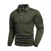 Spring Autumn Men's Casual Polos Fashion Long-Sleeved Polka Dot Jacquard Solid Color Polo Shirts Comfortable Fit Tops