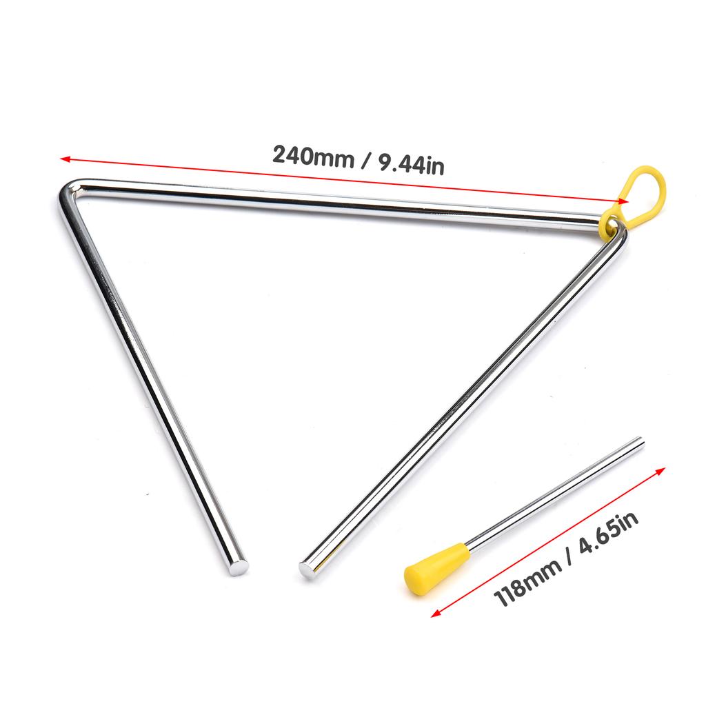 8 Inch Triangle Bell Triangolo with Metal Mallet Idiophone Steel Percussion Children Toddle Kid