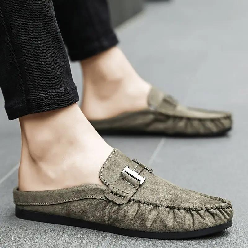 Мужская обувь мюли шлепанцы половина 2024 модные мужские тапочки плоский стиль хлопушки резиновые летняя распродажа Y2k дизайнерские роскошные удобные