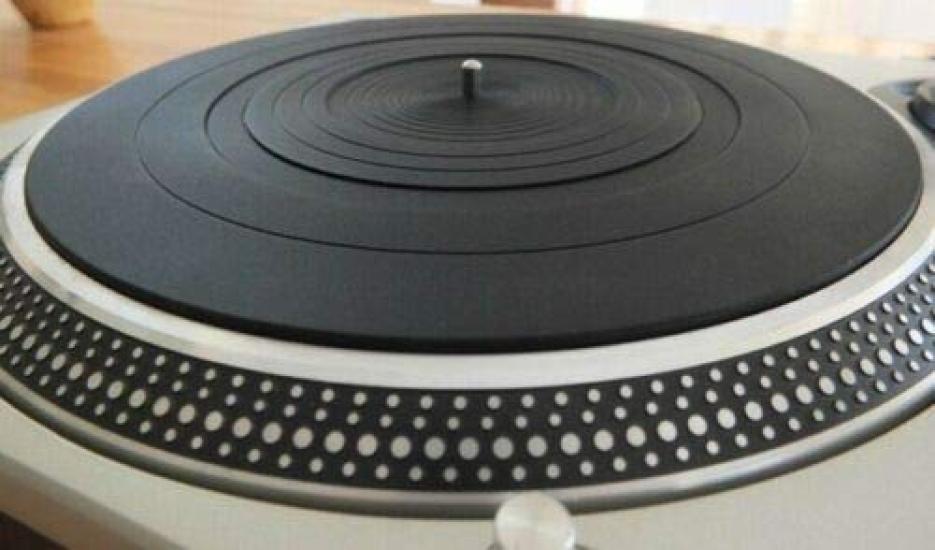 Diameter 300mm Rubber Silica Gel Record Player Mat Turntable Slipmat Ultra Thin Mat Anti-Static Anti-Vibration (12 Inch, Black)