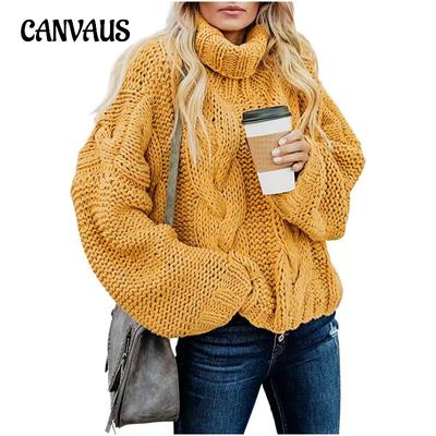 Осенне-зимний женский свитер «Ленивый ветер», однотонный свободный свитер с высоким воротом