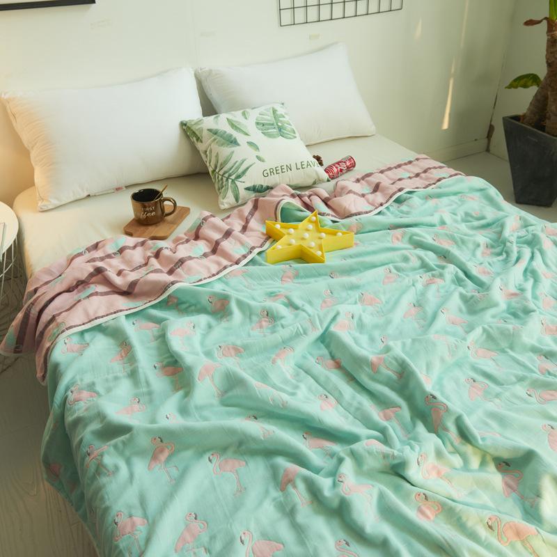 Мультяшное полностью хлопковое марлевое одеяло с 60 нитями, одинарное и двойное одеяло с кондиционером, летнее прохладное одеяло, универсальное всесезонное одеяло для обеда