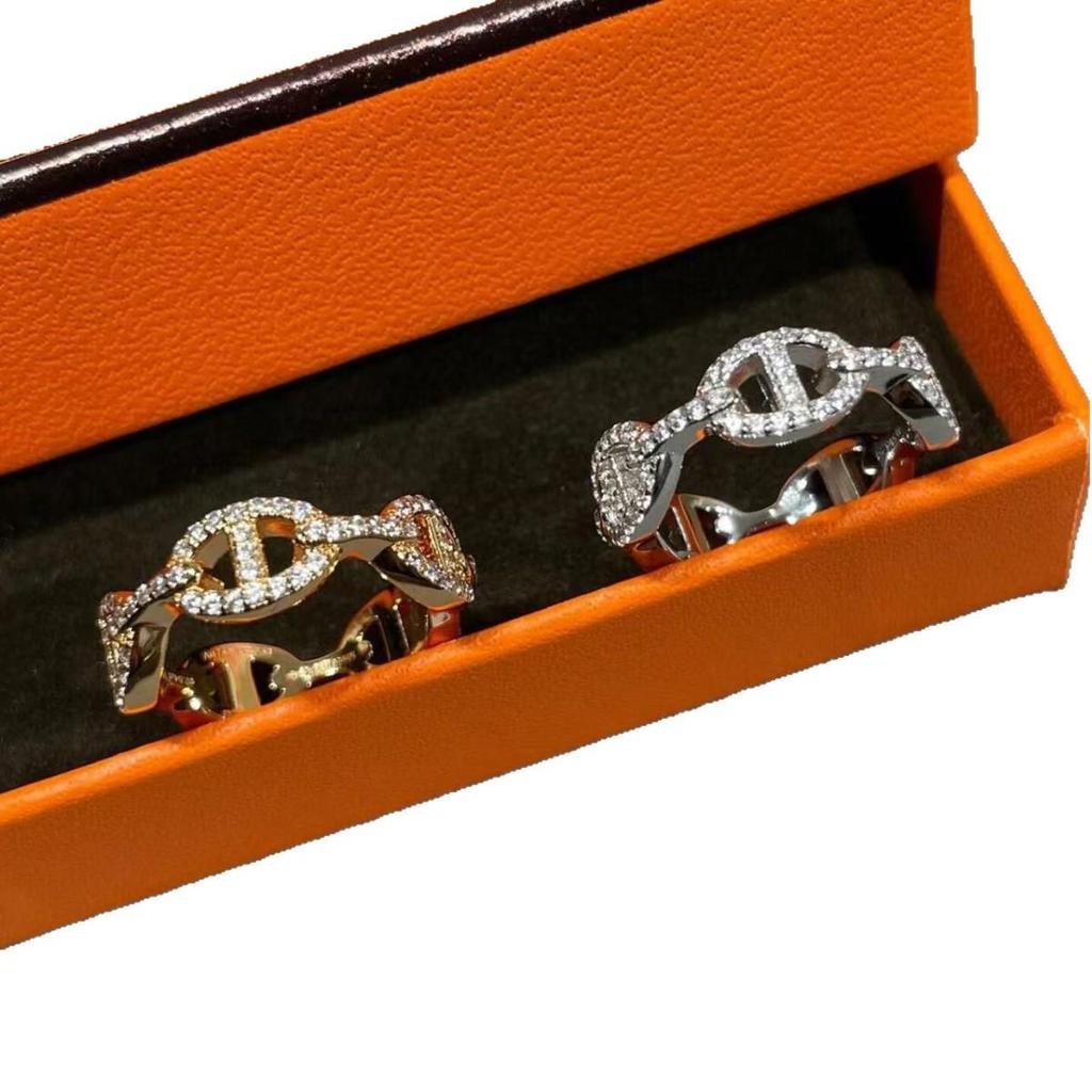 V Gold High Version Женское Толстое Кольцо-Пирсинг Носа из Розового Золота 18 карат с Полным Алмазом Высокой Твердости - Модное и Универсальное Кольцо Серии H.