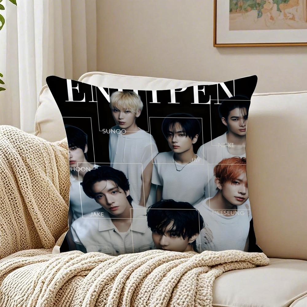 band energetic EEENHYPEN Cushion Cover Pillowcase Antidustmite living Room Sofa Decor Cushion Room