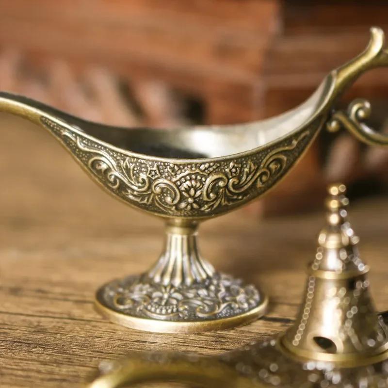 Прочная металлическая аромалампа в античном стиле для благовоний, очистка воздуха, подарки, лампа Алладина для загадывания желаний, домашний декор