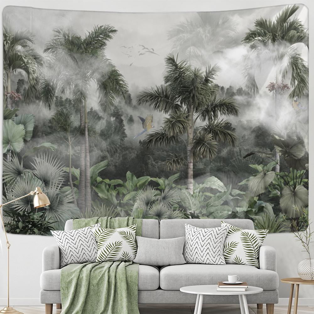 Гобелен «Попугай в тумане» психоделический хиппи Тапиз Бохо настенная роспись Эстетическая комната домашний декор
